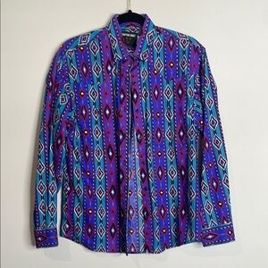 Frontier Series | Men’s Colorful Geometric Pattern Button Down Western Shirt M